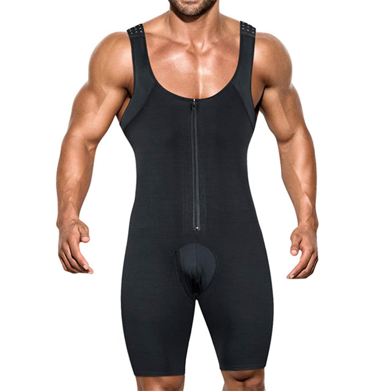 Shapewear Bodysuit Firm - Herren-Shapewear-Body, Ganzkörperformer, Kompressions-Schlankheitsanzug, atmungsaktiv, Reißverschluss, Korsett,