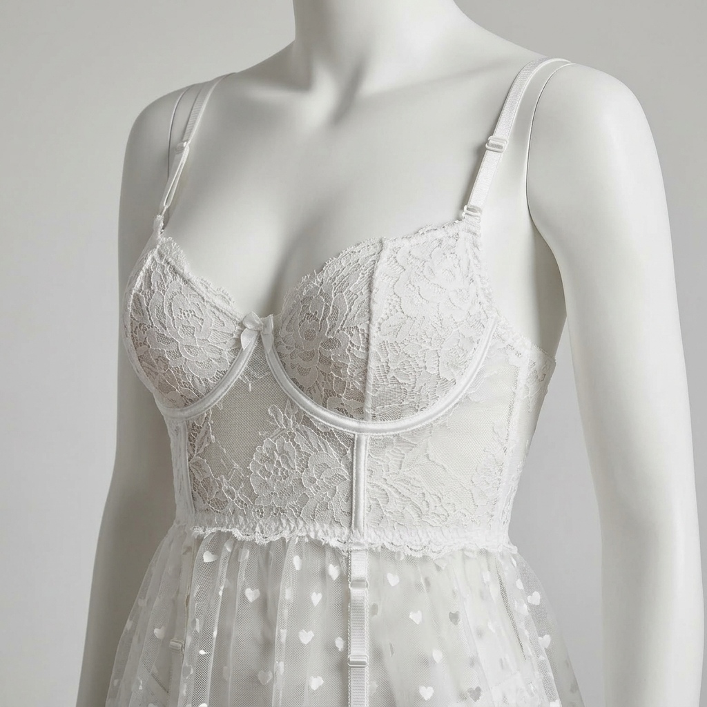 Damen-Set aus weißer Spitzen-D – Babydoll Chemise Night Bewertung und Preis